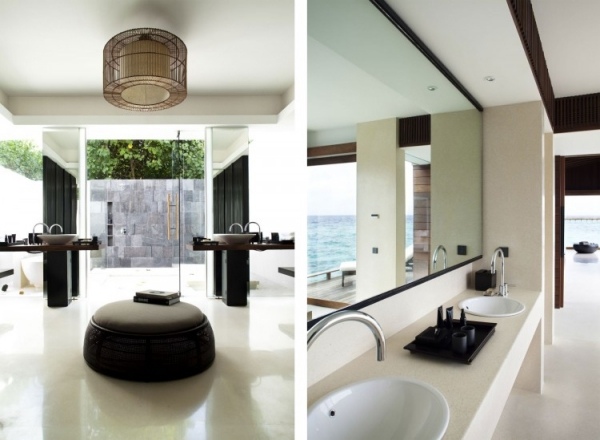 weißes badezimmer alila villas hadahaal luxus resort auf malediven