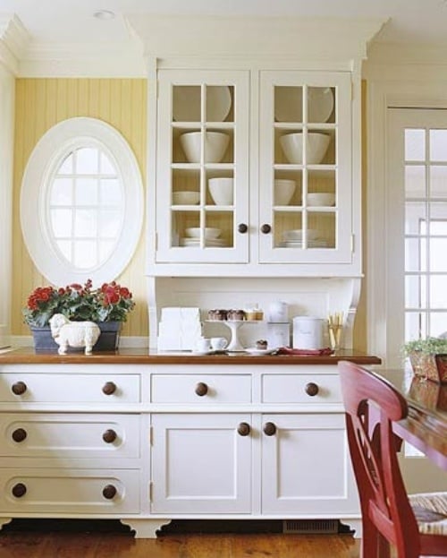 weißes interieur ideen für küchenarbeitsplatte aus holz