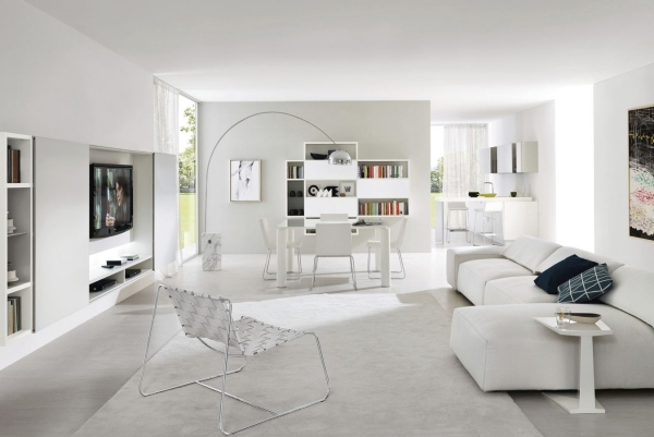 weißese wohnzimmermöbel essbereich sofa minimalismus