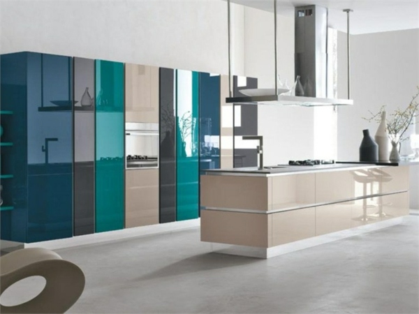 Кüchen  Farbe blau Deko Ideen