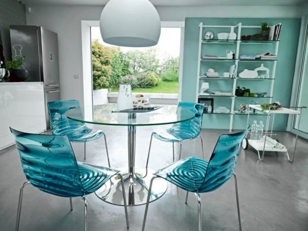 Acrylglas Stühle-Esszimmer Einrichtung-modern Ideen-türkisblau