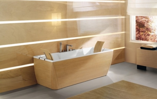 Badezimmer Wanne-Holz Außenverkleidung Wandpaneele