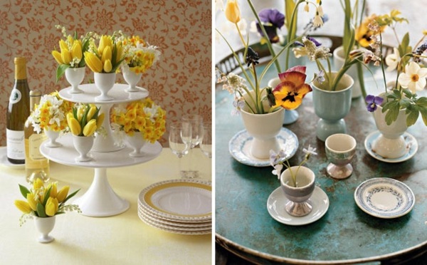 Blumengestecke Tulpen Tisch Dekoration Design gelb Porzellan
