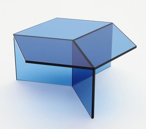 Couchtisch Glas Blau UV verklebte-Scheibe Isom Tisch