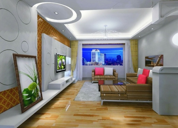 Deckenbeleuchtung indirektes-Licht Ideen-Gestaltung modernes Design Wohnzimmer