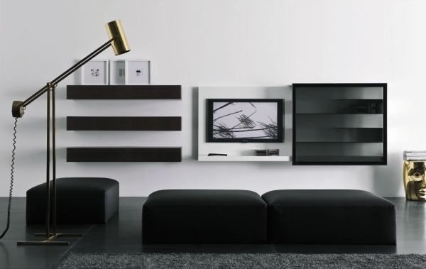 Eingebaute Boxe-TV Schrank-schwarz Weiß design