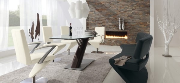 Esszimmer Set-Polstermöbel Kamin-Eingebaut Teppich Design