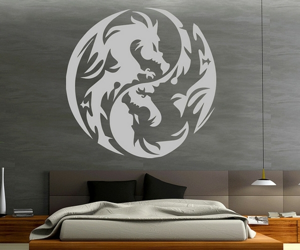 Feng Shui Schlafzimmer Putzwand Wandtattoo Holzbett