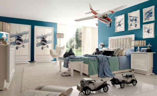 Flieger Inspiriertes Jungenzimmer-Design Ideen blau