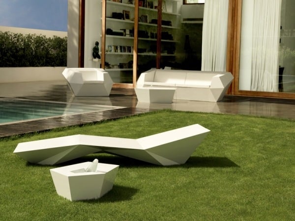 Gartenliege Stuhl-Weiß Lounge-Set Terrasse