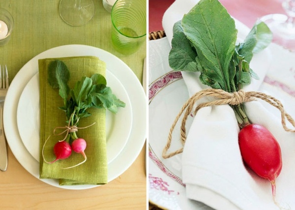 Gemüse Servietten Ring originelle Tisch Dekoration  Sommer grün