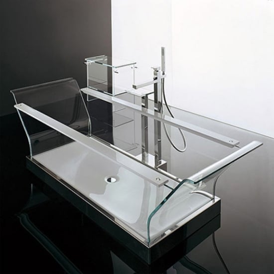 Glas Badewanne-mit Dusche-modernes Design-futuristisch
