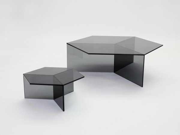 Glas-Tischplatte hexagonal Design Isom Sebastian Scherer