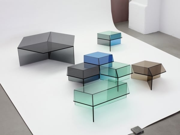 Glastische Möbeldesign-Ideen UV verklebte Tischplatte