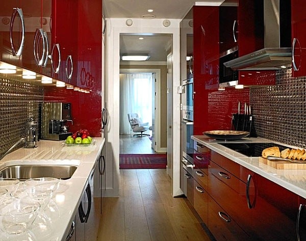Hochglanz Küche Design-Rot Farbgestaltung Trends