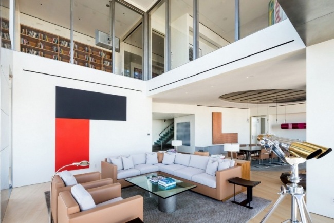 Innendesign Penthouse Wohnung-Manhattan Möbeldesign-Weiß-Beige Möbel