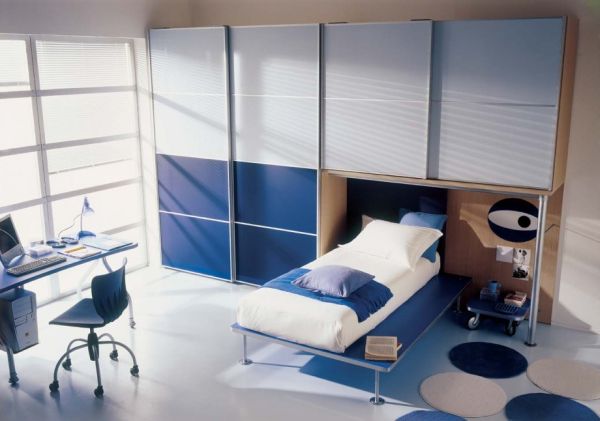 Jugendzimmer Einrichten für Jungs moderne Möbel Weiß-Blau