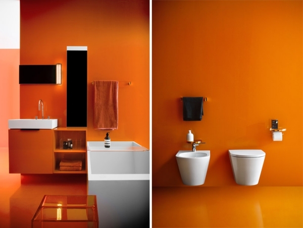 Komplettbad Kollektion Orange Wandfarbe Kartell-Laufen Projekt 