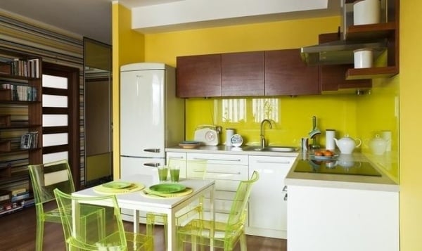 Küchenrückwand gelbe wandfarbe glas spritzschutz