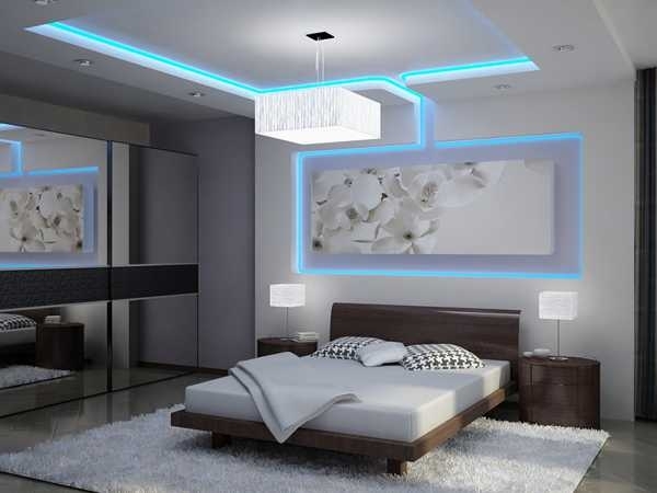 Led Schlafzimmer-Leuhten Blau Schlafzimmer Bett