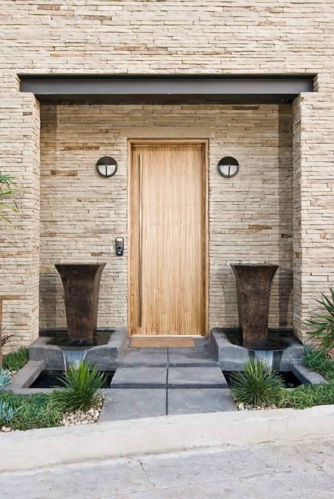  Luxus leben Eingang Natursteinplatten Fassade