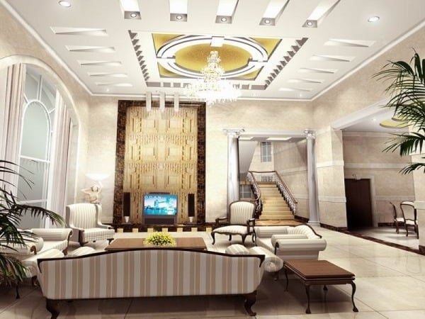 Luxus Wohnzimmer-Lampen Ideen-Decken gestalten Kronleuchter 
