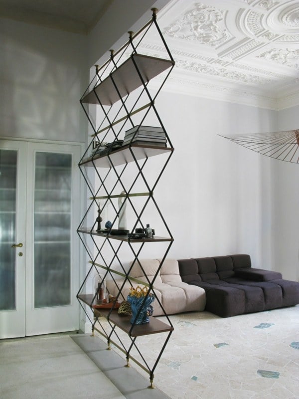 Metall Regal Wohnzimmer schwarz Raumteiler Design Ideen