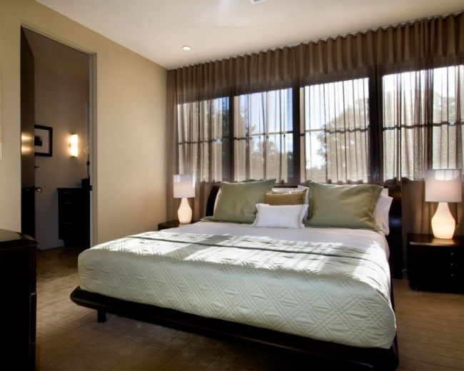 NeMo Haus-Florida Doppel-Bett-Braun Vorhang weiß Bettwäsche