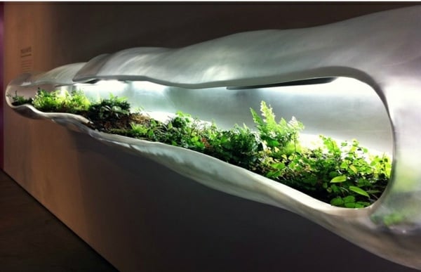 Pflanzgefäss Terrarium Metall Hülle Beleuchtung Ideen Garten zuhause