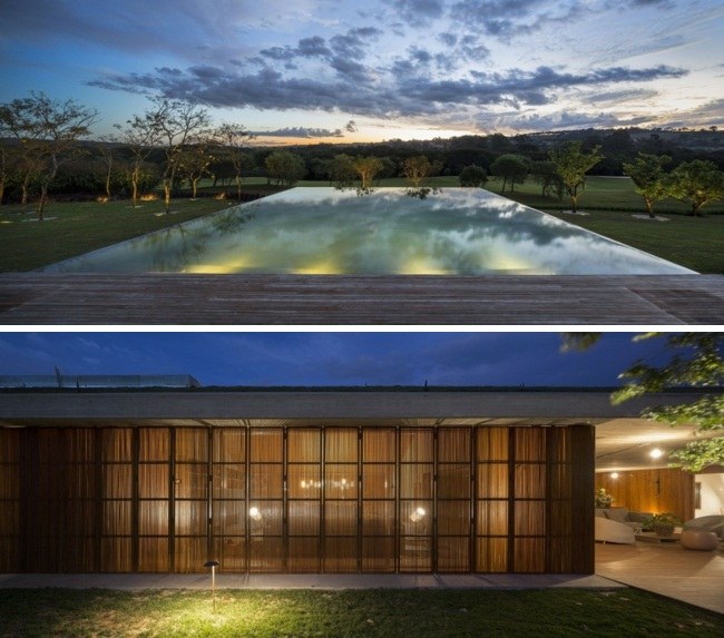 Pool Design Idee Haus Holz Fassade 