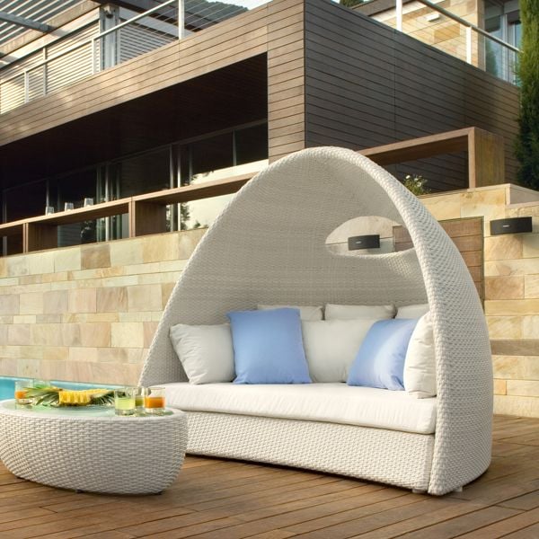 Rattan sofa mit überdachung couchtisch glasplatte weiß 