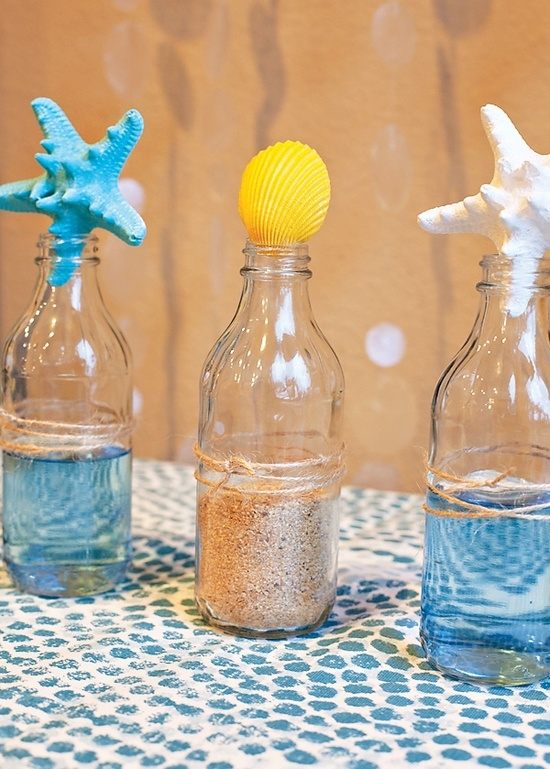 Sand Flasche Deko Ideen Selbermachen-Sommerliches Flair vermitteln