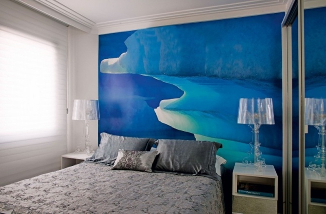 Schlafzimmer Design-Wanddeko Blau-Meeresmotive Wellen