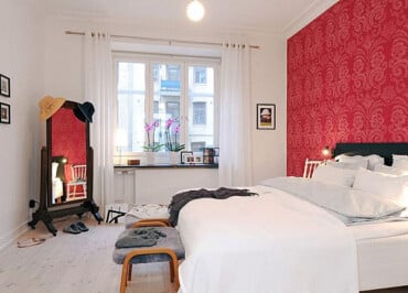 Muster Schlafzimmer Farben-Weiß Rot-Stand Spiegel