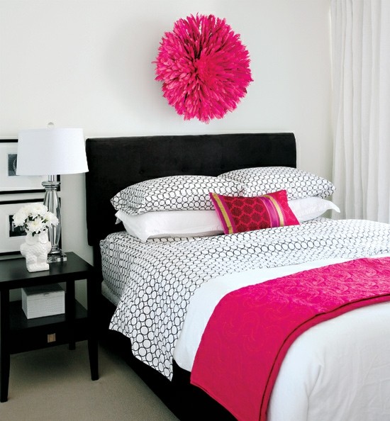 Schlafzimmer rosa Pom Poms Wohnung einrichten