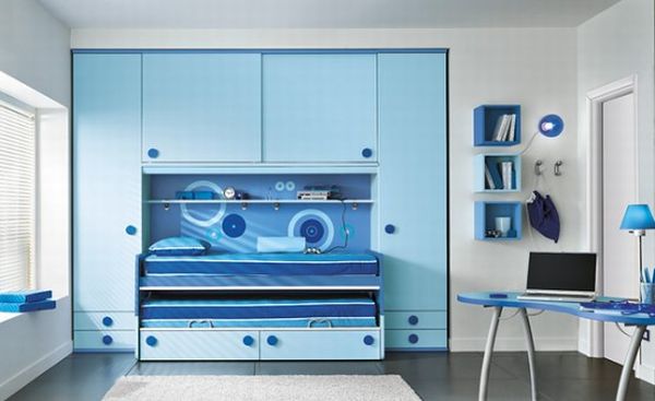 Schlichtes Kinderzimmer Hellblau Bett-Design-Ideen Einrichtung