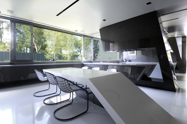 Schwarz-weiß Farben Trends Raumgestaltung-Esszimmer futuristisch