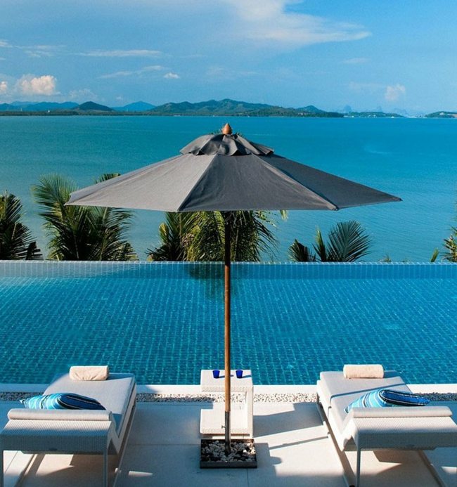 Sonnenschirm Sommerurlaub Thailand Ferienhaus Pool