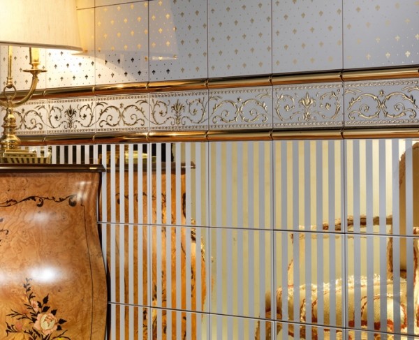 Spiegel Fliesen Gold Kanten-Modernes Bad Design