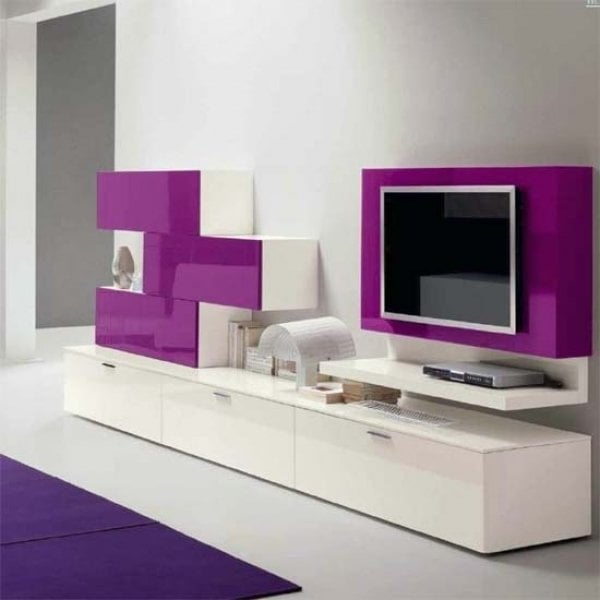 TV-Ständer Designer-Möbel Lila-Weiß-Wohnzimmer Einrichtung