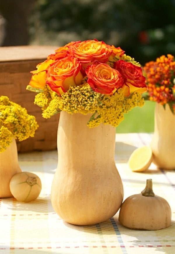 Deko Idee Herbst Garten Kürbiss Vase