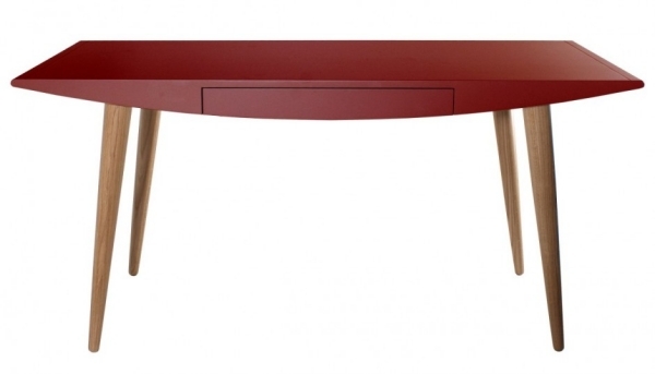 Tisch Design Holz Eiche-Rot Lackiert Tischplatte