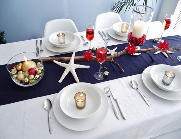 Tischdekoration See-Nautische Motive-Seestern Weiß Tischdecke