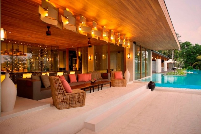 Traumvilla Malediven Patio Sitz Gelegenheiten Leuchten Design