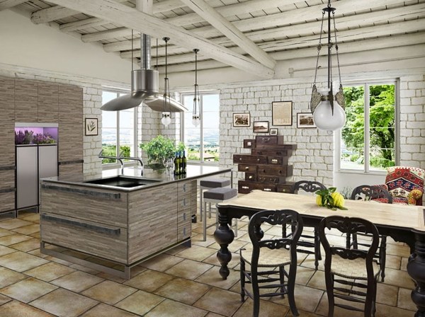 Weiße Küche-rustikale Möbel-Accessoires Wohnideen Einrichtung