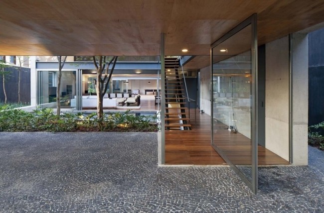 Wohnhaus moderne-Architektur offener Bauplan-Mosaik Fußboden-Steine anlegen