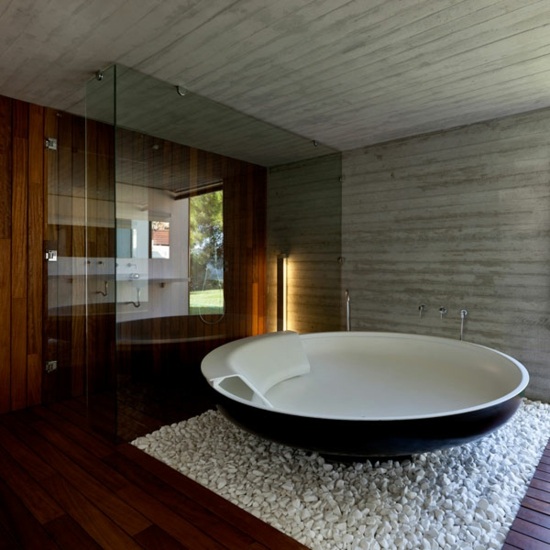 Wohnideen Badezimmer Holz Optik Fliesen modern
