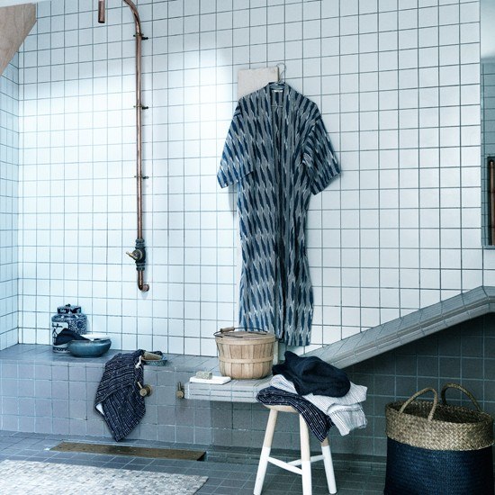 Wohnideen Badezimmer graue Fliesen modern