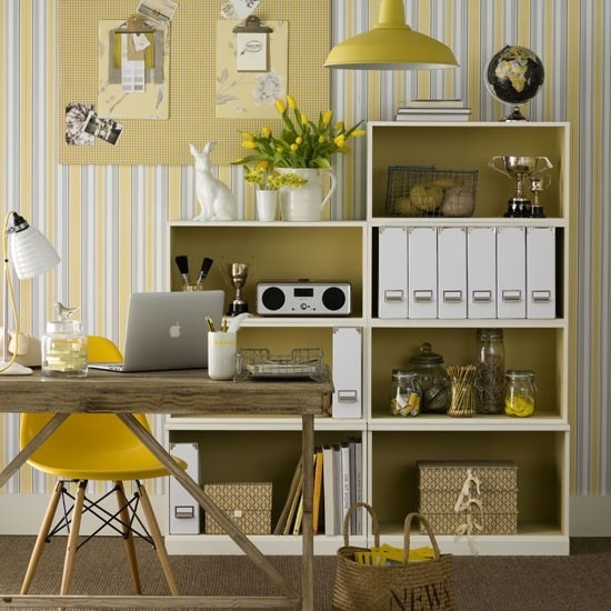 Wohnideen Home-Office gelb Muster-retro Gestaltung