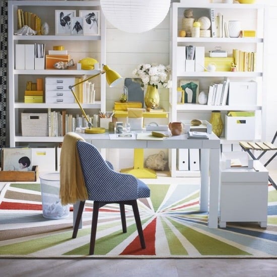 Wohnideen Home Office-gelb grün-Nuancen modern Teppich